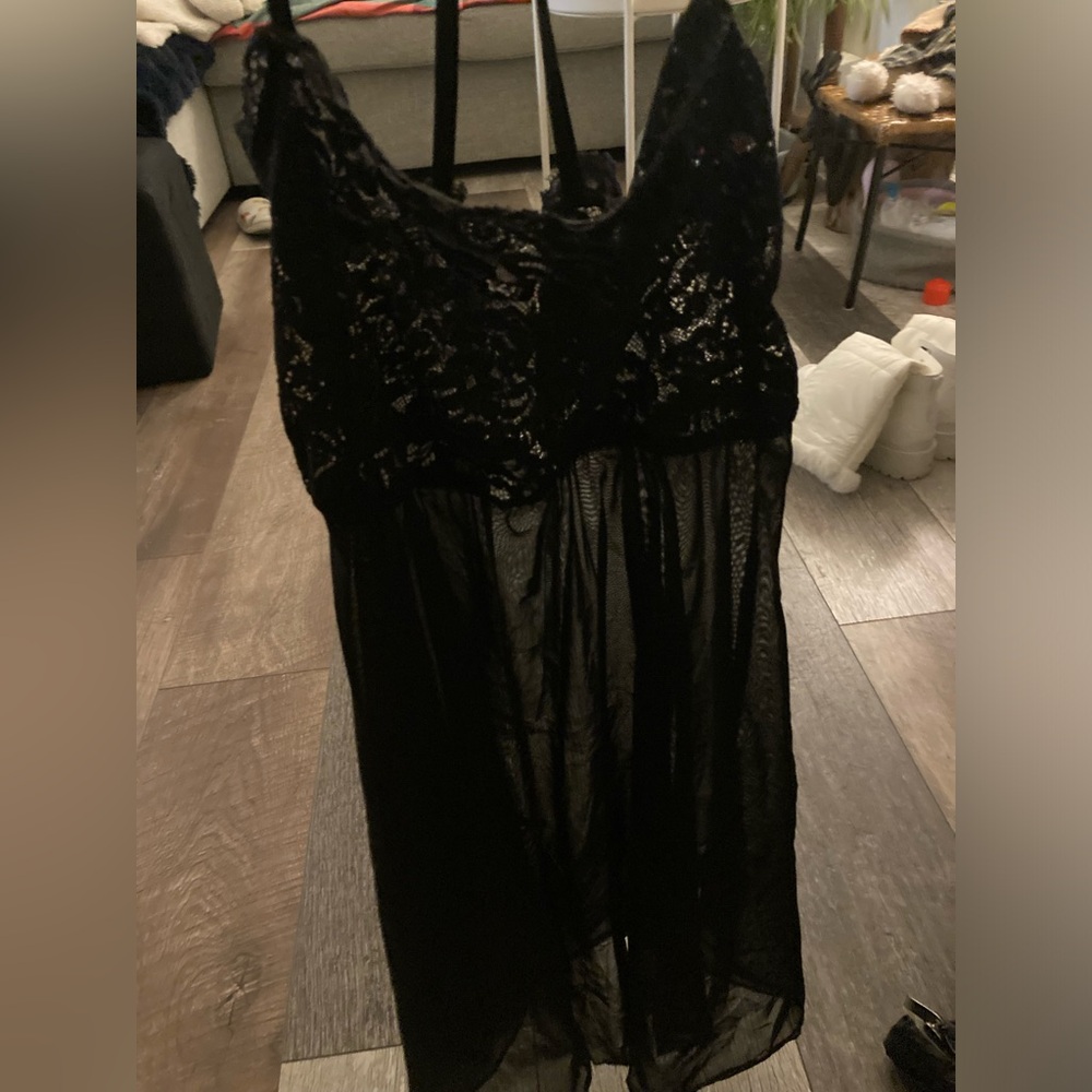 Lindy Hop black lace slide dress